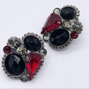 Sorrelli Red and Black Crystal Clip Earrings